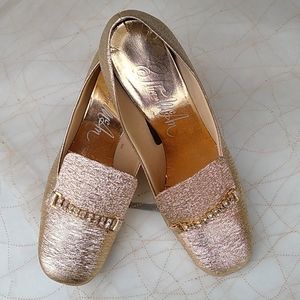 Vintage Thom McAn Gold Lamé Fancy Shoes Size 7B